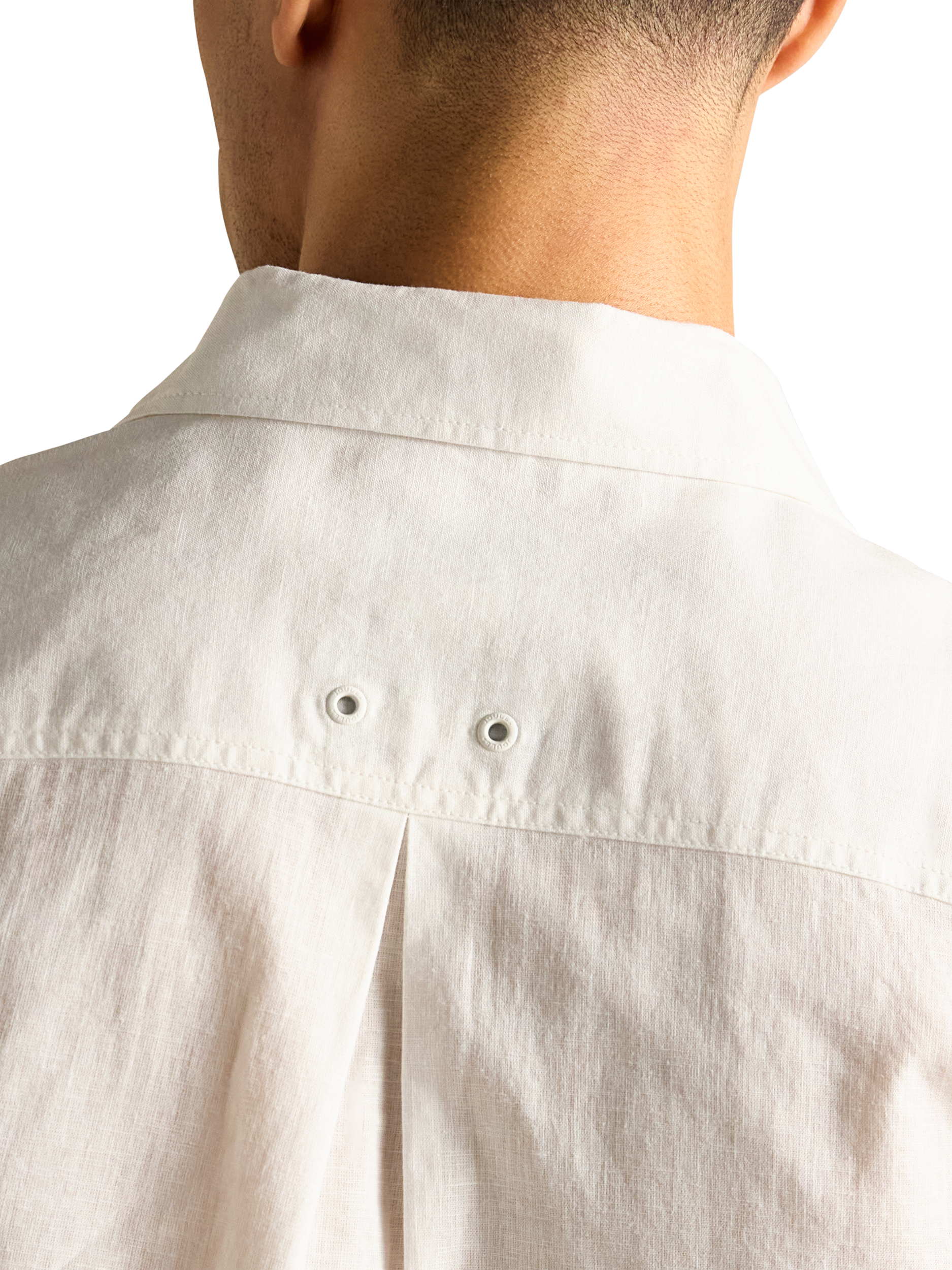 Product image 6 of 7, which shows Joules Linen-Cotton Short Sleeve Shirt, White, S Reg