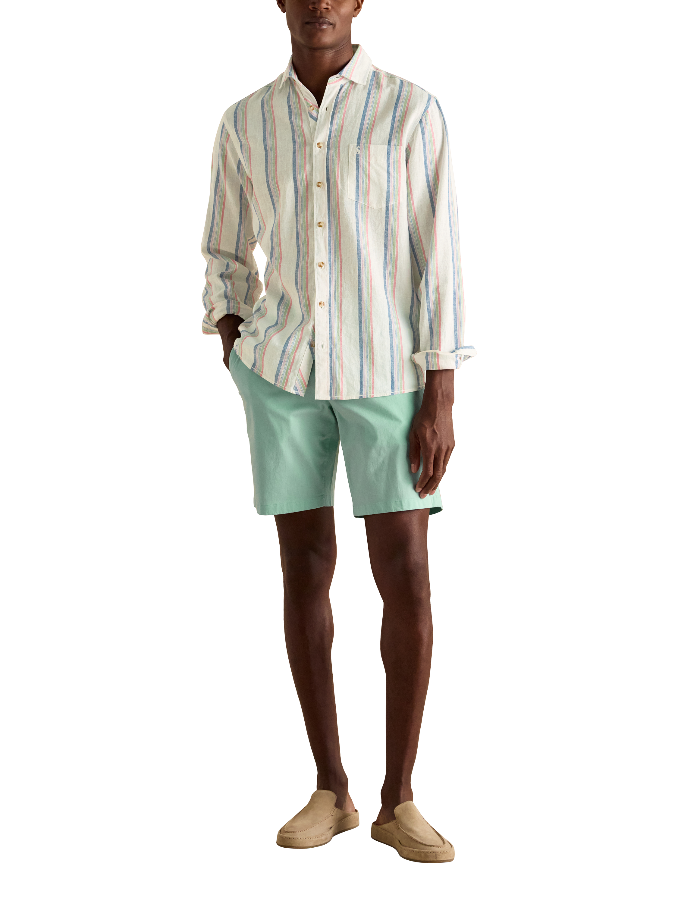 Product image 1 of 7, which shows Joules Regular Fit Chino Shorts, Mid Green, 32R