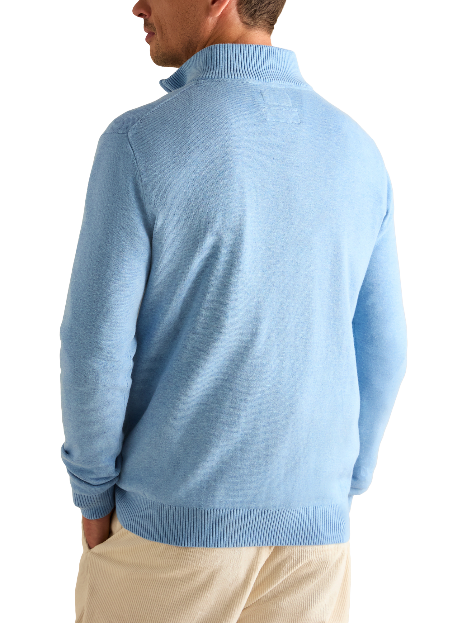 Product image 2 of 6, which shows Joules Hillside Cotton Quarter Zip Jumper , Blue, S Reg