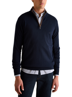 Joules Hillside Cotton Quarter Zip Jumper, Navy