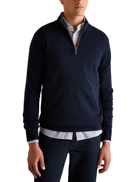 Joules Hillside Cotton Quarter Zip Jumper, Navy