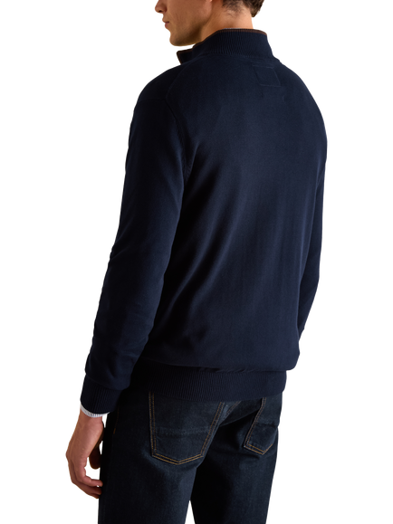 Joules Hillside Cotton Quarter Zip Jumper - view 2, Navy