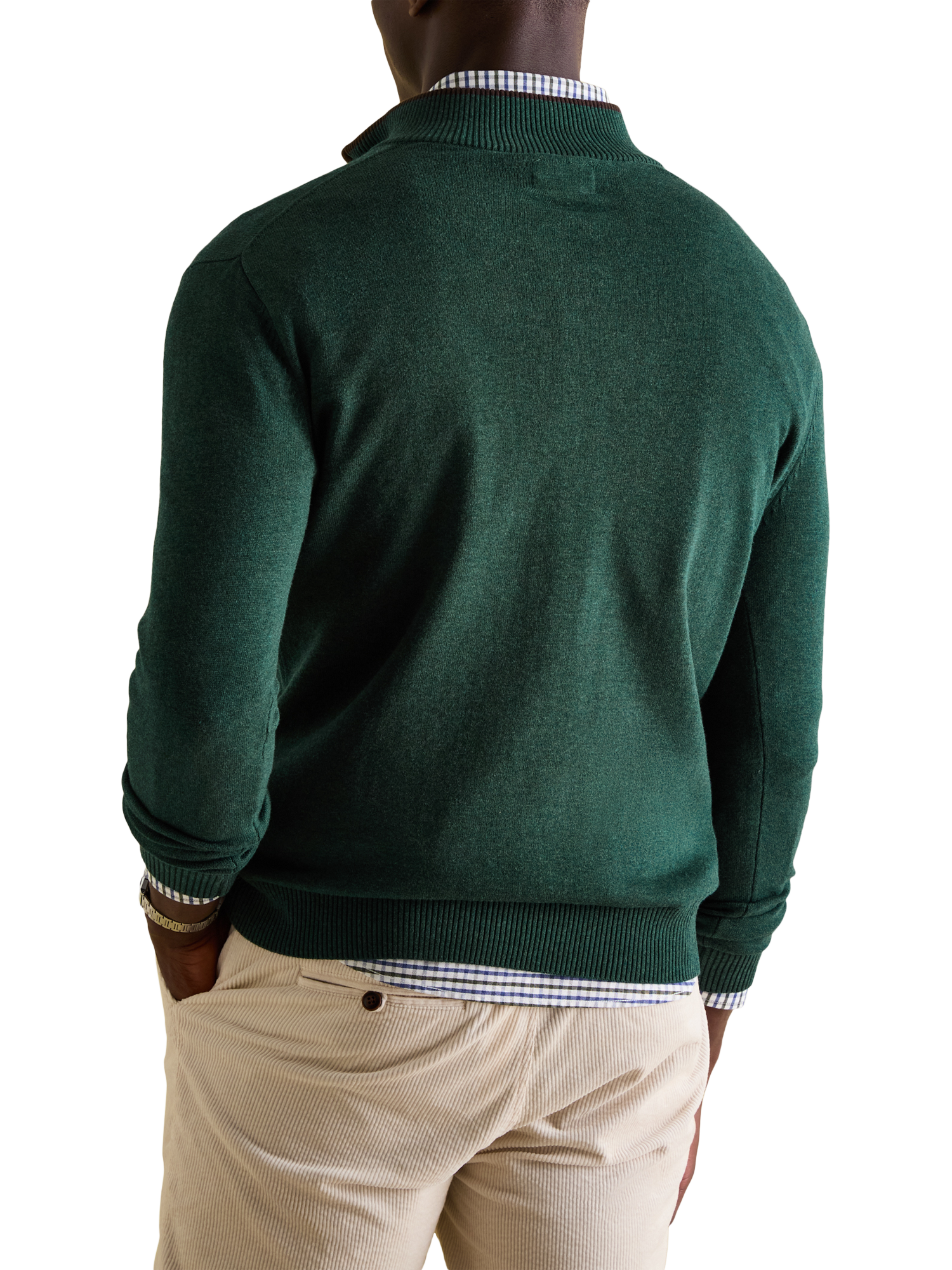 Product image 2 of 7, which shows Joules Hillside Cotton Quarter Zip Jumper , Dark Green, S Reg