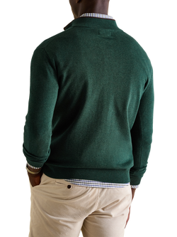 Joules Hillside Cotton Quarter Zip Jumper - view 2, Dark Green