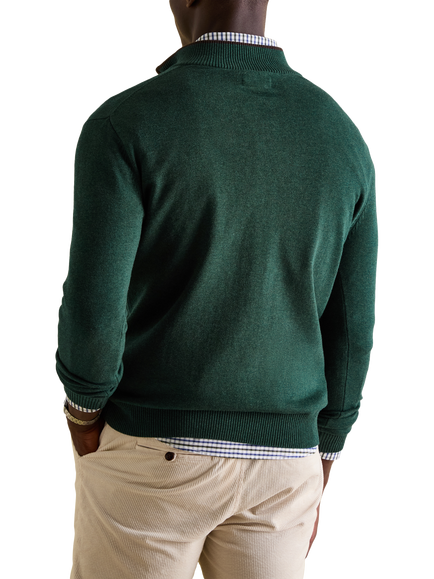 Joules Hillside Cotton Quarter Zip Jumper - view 2, Dark Green