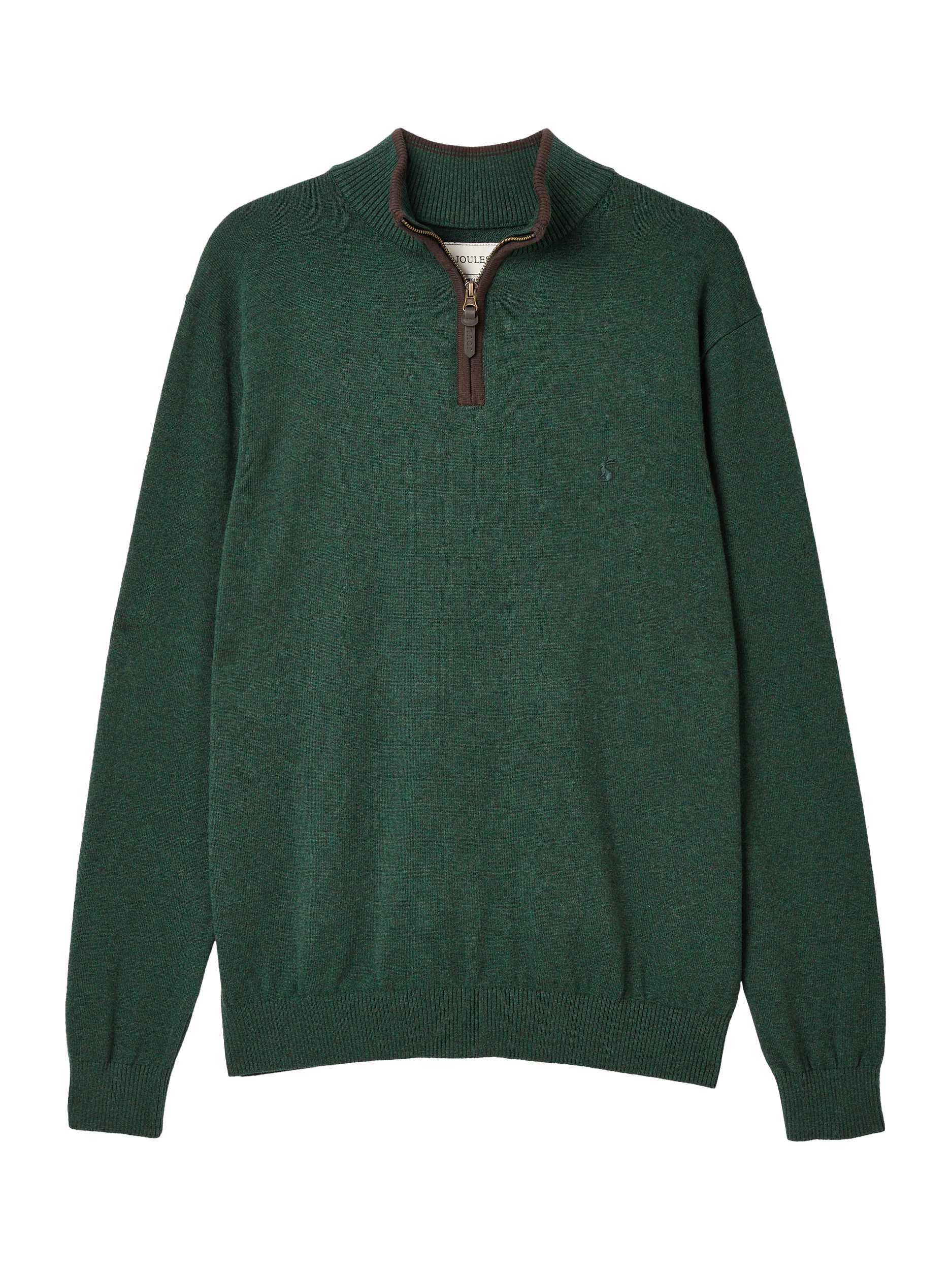 Product image 7 of 7, which shows Joules Hillside Cotton Quarter Zip Jumper , Dark Green, S Reg