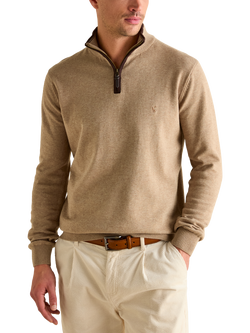 Joules Hillside Cotton Quarter Zip Jumper, Beige