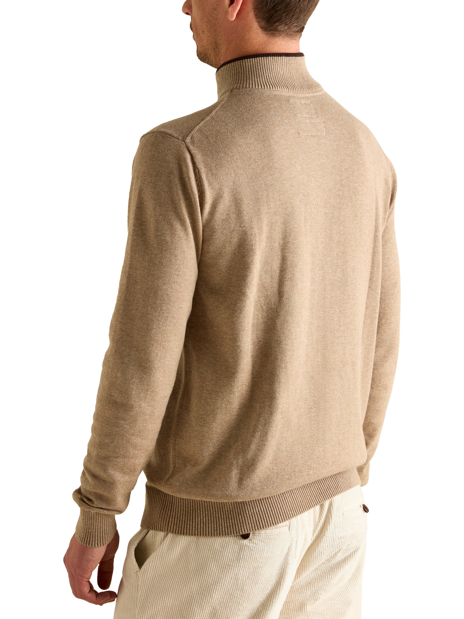 Product image 2 of 7, which shows Joules Hillside Cotton Quarter Zip Jumper , Beige, S Reg