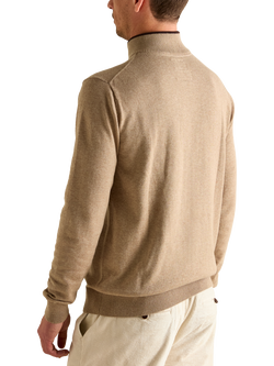 Joules Hillside Cotton Quarter Zip Jumper - view 2, Beige