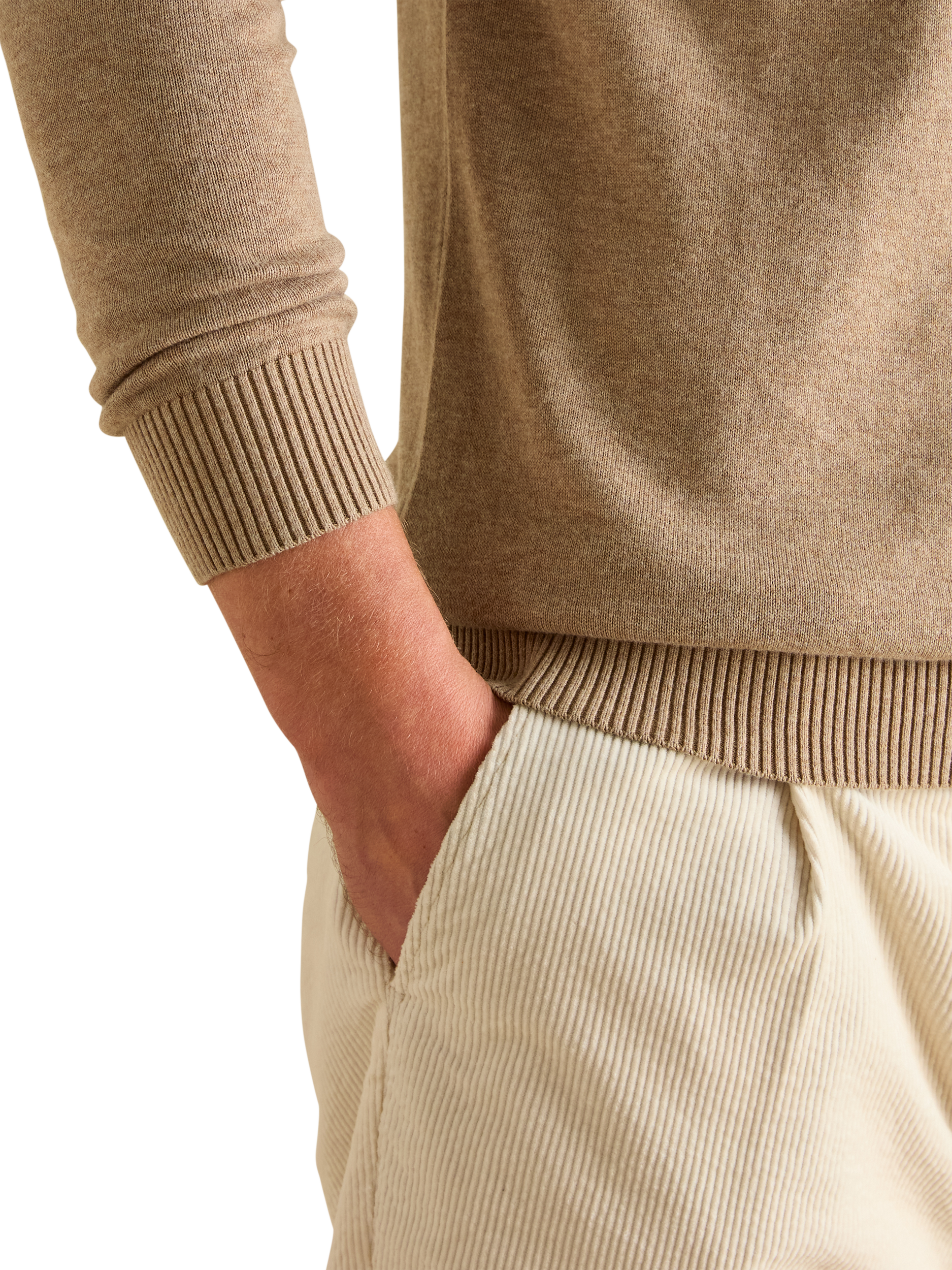 Product image 6 of 7, which shows Joules Hillside Cotton Quarter Zip Jumper , Beige, S Reg