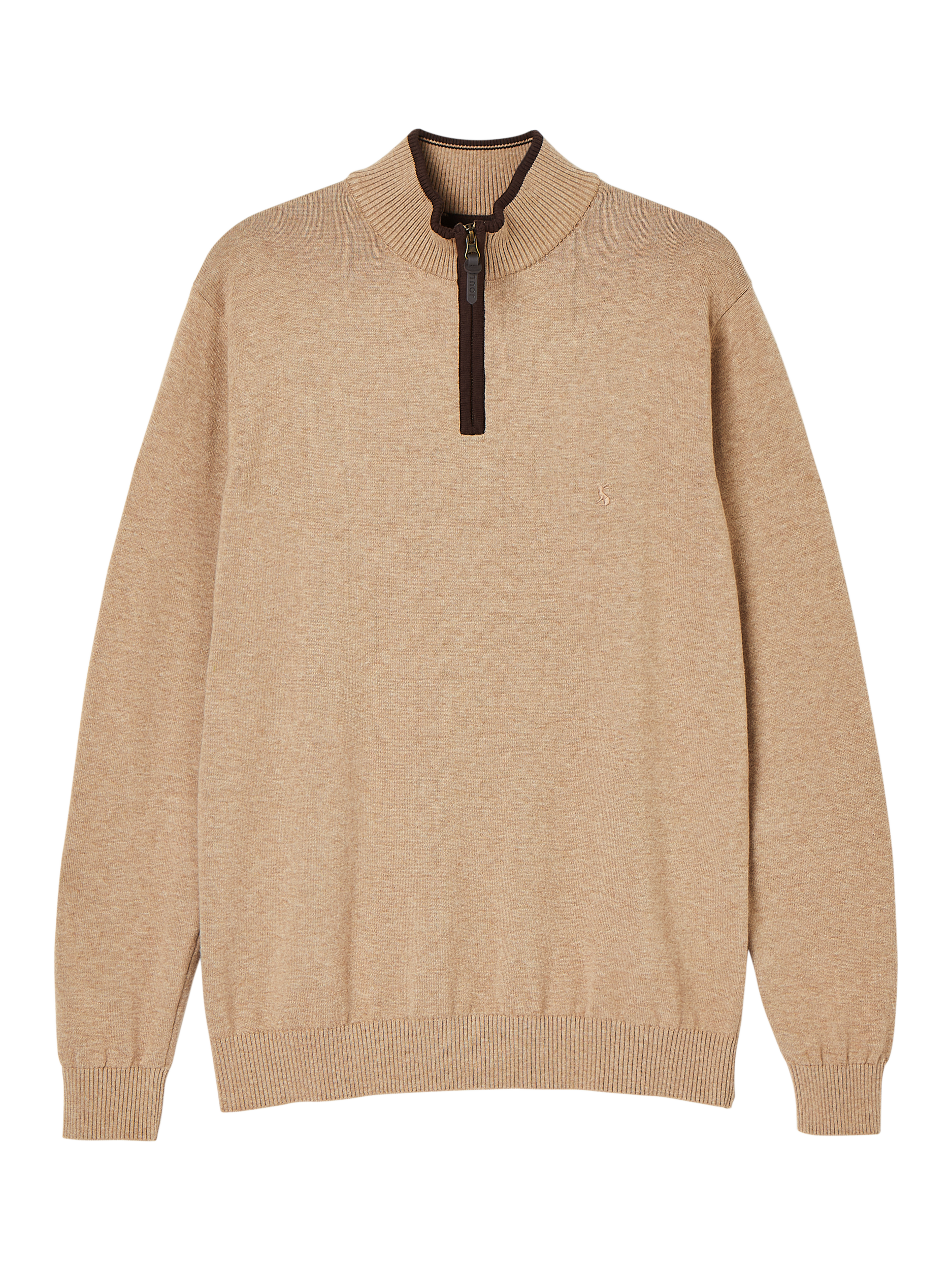 Product image 7 of 7, which shows Joules Hillside Cotton Quarter Zip Jumper , Beige, S Reg