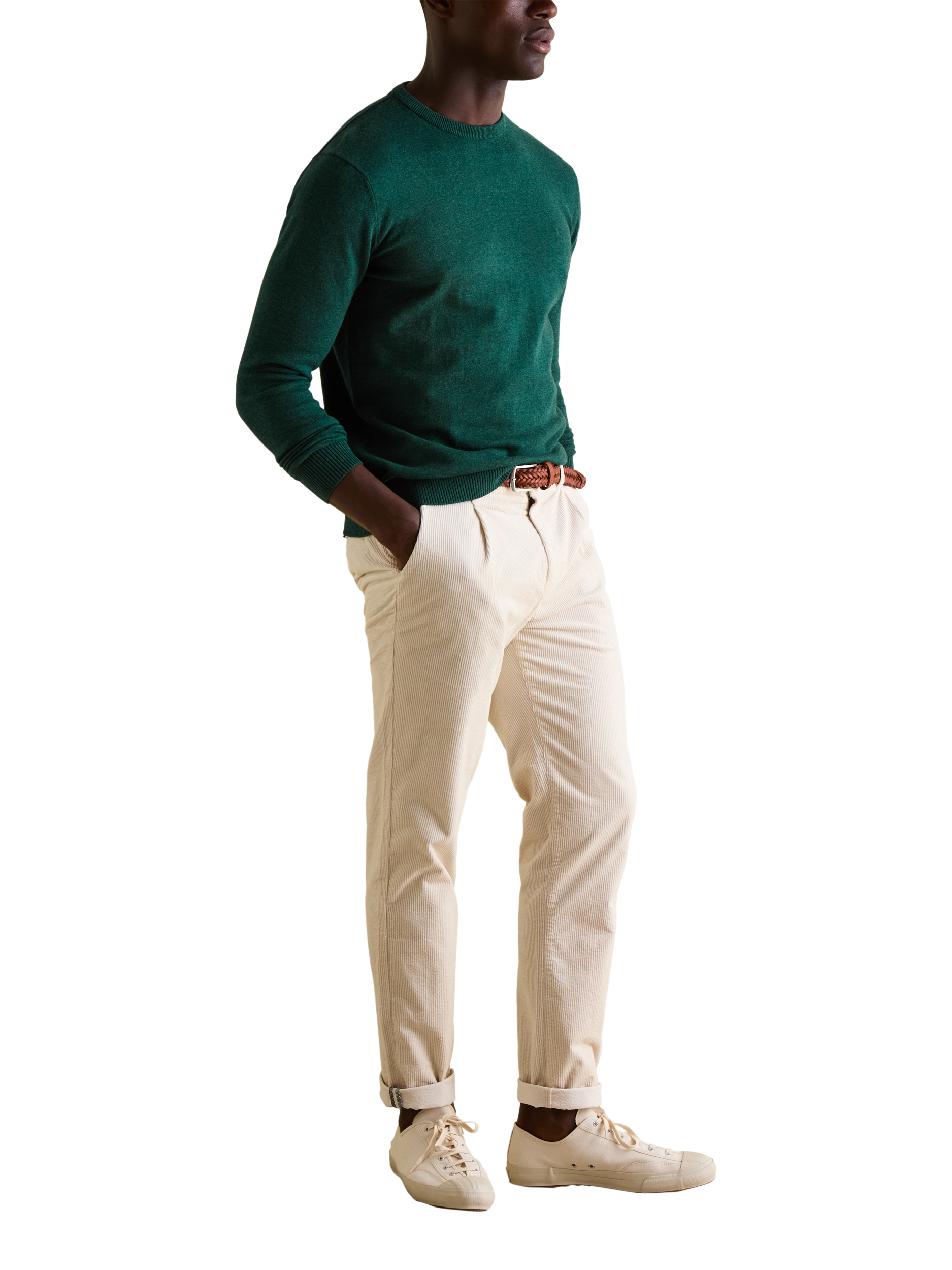 Product image 3 of 6, which shows Joules Jarvis Cotton Crew Neck Jumper, Dark Green, S Reg