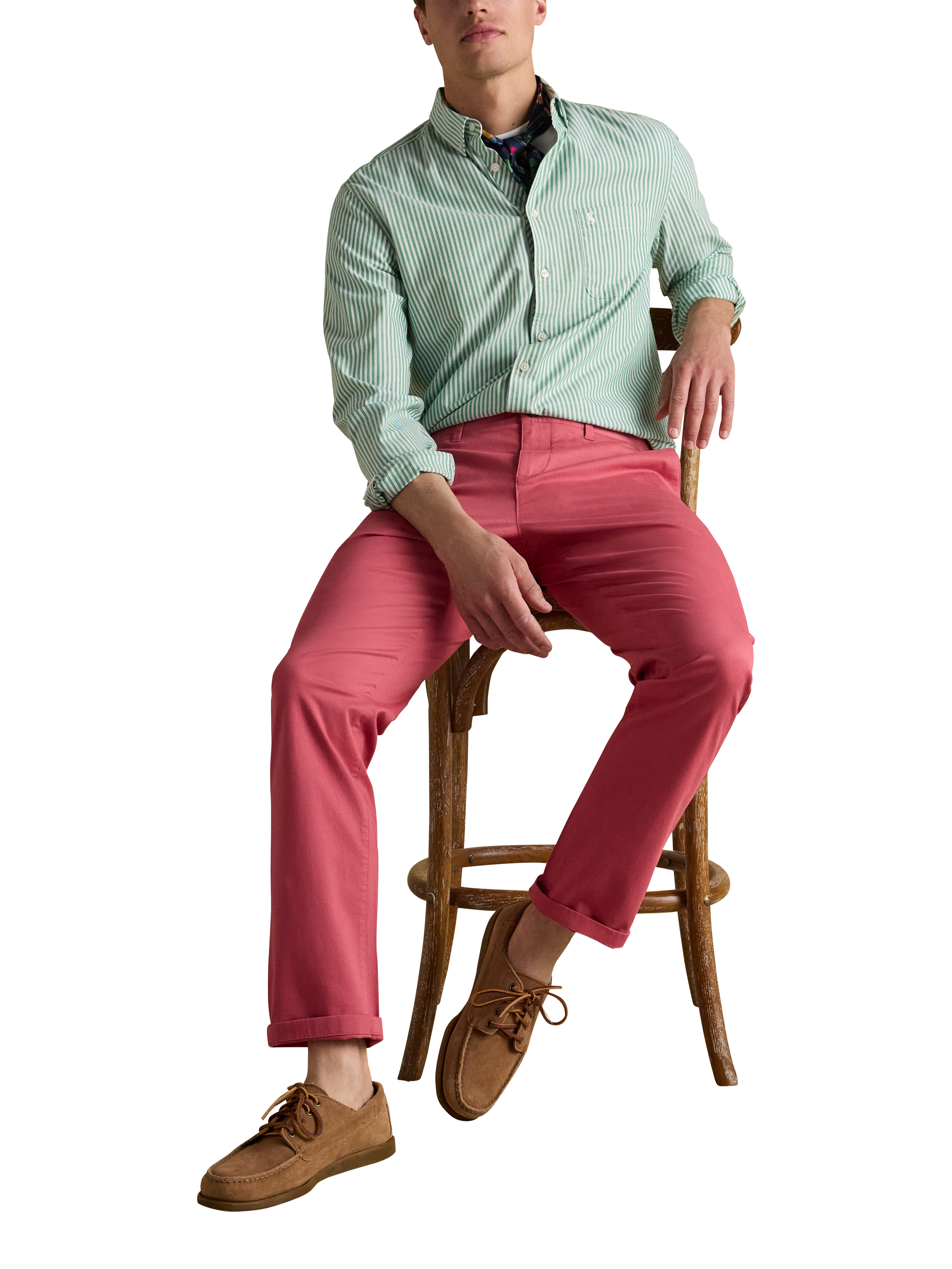 Product image 3 of 8, which shows Joules Cotton Blend Chinos, Dark Pink, 30R