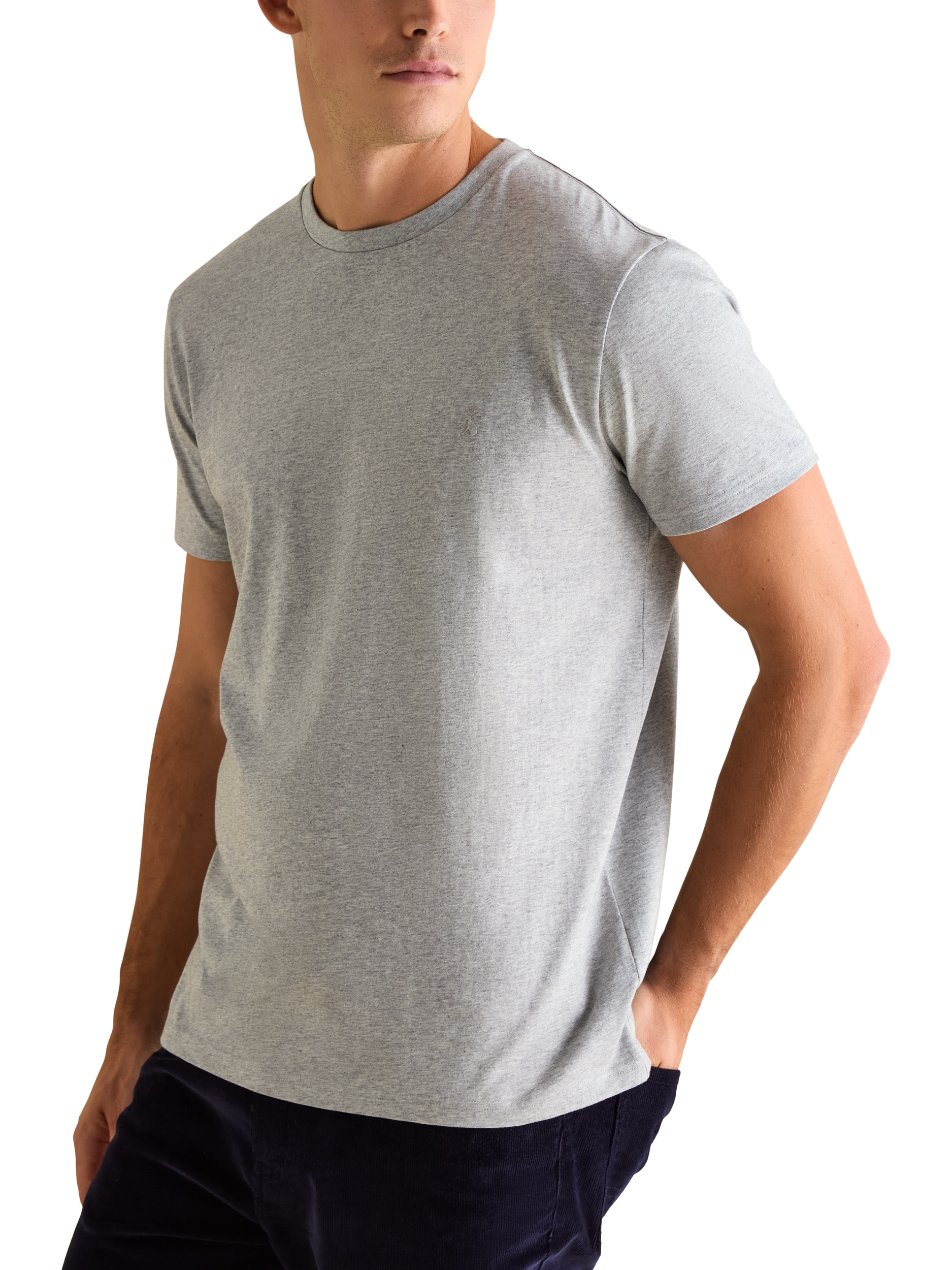 Product image 1 of 6, which shows Joules Plain T-Shirt, Grey Marl, L Reg