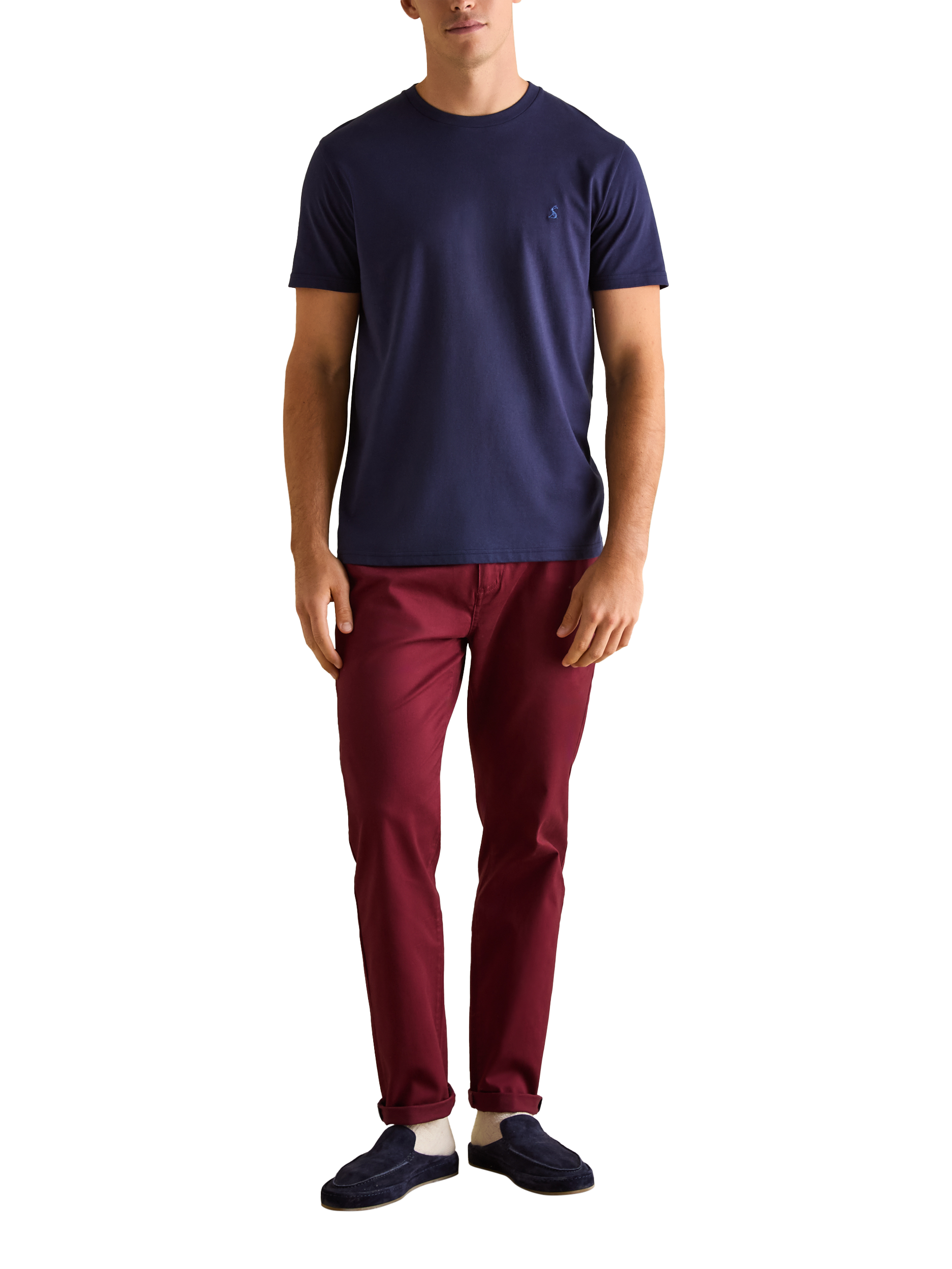 Product image 3 of 5, which shows Joules Short Sleeve Plain Cotton T-Shirt, Navy Blue, L Reg