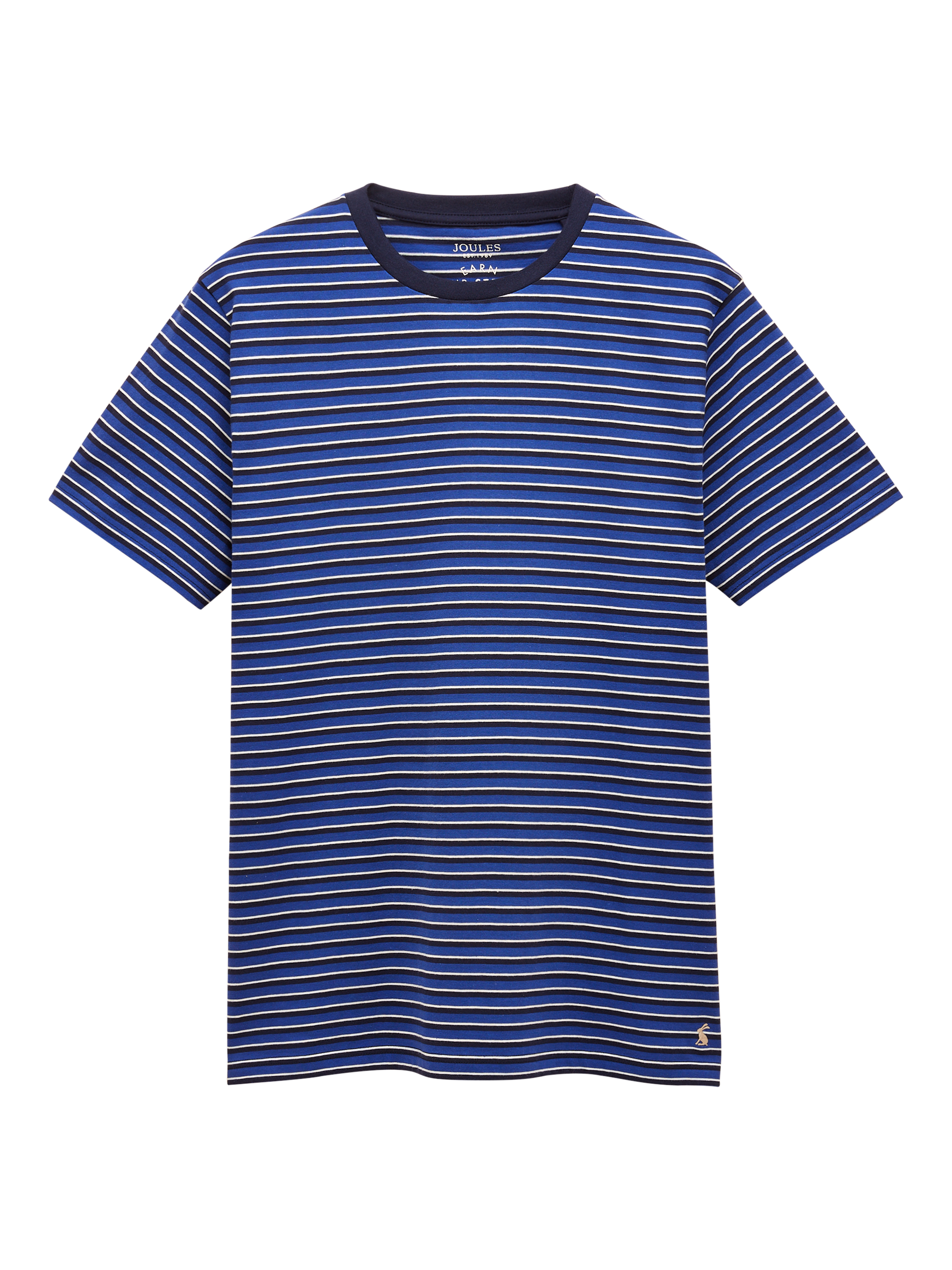 Product image 6 of 6, which shows Joules Cotton Regular Fit Short Sleeve Stripe T-Shirt, Blue/Multi, S Reg
