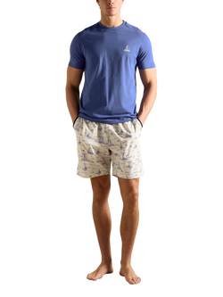 Joules Short Sleeve Top & Shorts Pyjama Set, Navy/Multi, Navy/Multi