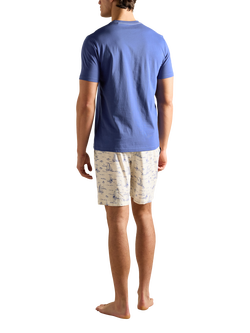 Joules Short Sleeve Top & Shorts Pyjama Set, Navy/Multi - view 2, Navy/Multi