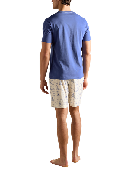 Joules Short Sleeve Top & Shorts Pyjama Set, Navy/Multi - view 2, Navy/Multi