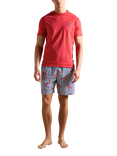 Joules Short Sleeve Top & Shorts Pyjama Set, Red/Multi