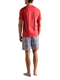 Joules Short Sleeve Top & Shorts Pyjama Set, Red/Multi - view 2, Red/Multi