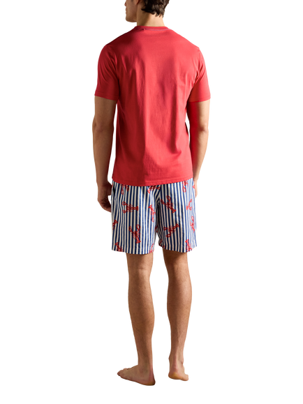 Joules Short Sleeve Top & Shorts Pyjama Set, Red/Multi - view 2, Red/Multi