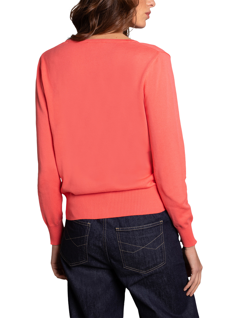 Product image 3 of 4, which shows Celtic & Co. Cosmo V-Neck Cardigan, Peony Coral, XS