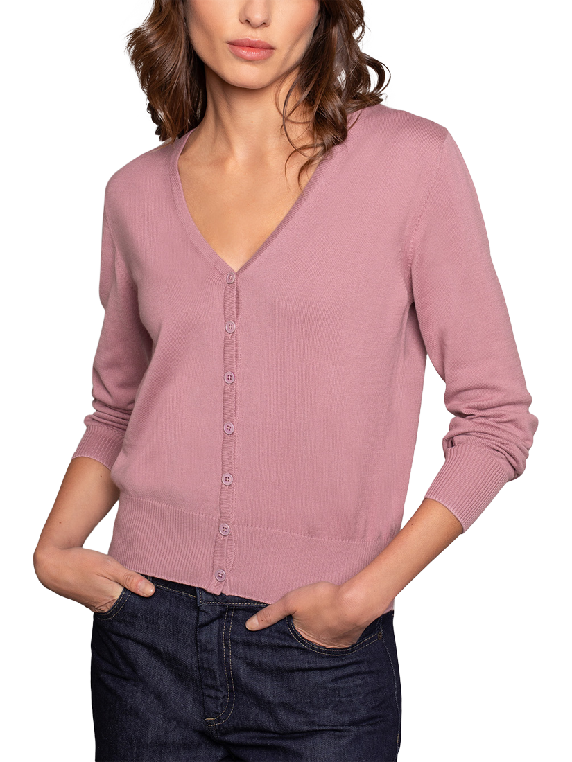 Product image 1 of 3, which shows Celtic & Co. Cosmo V-Neck Cardigan, Heather, XS