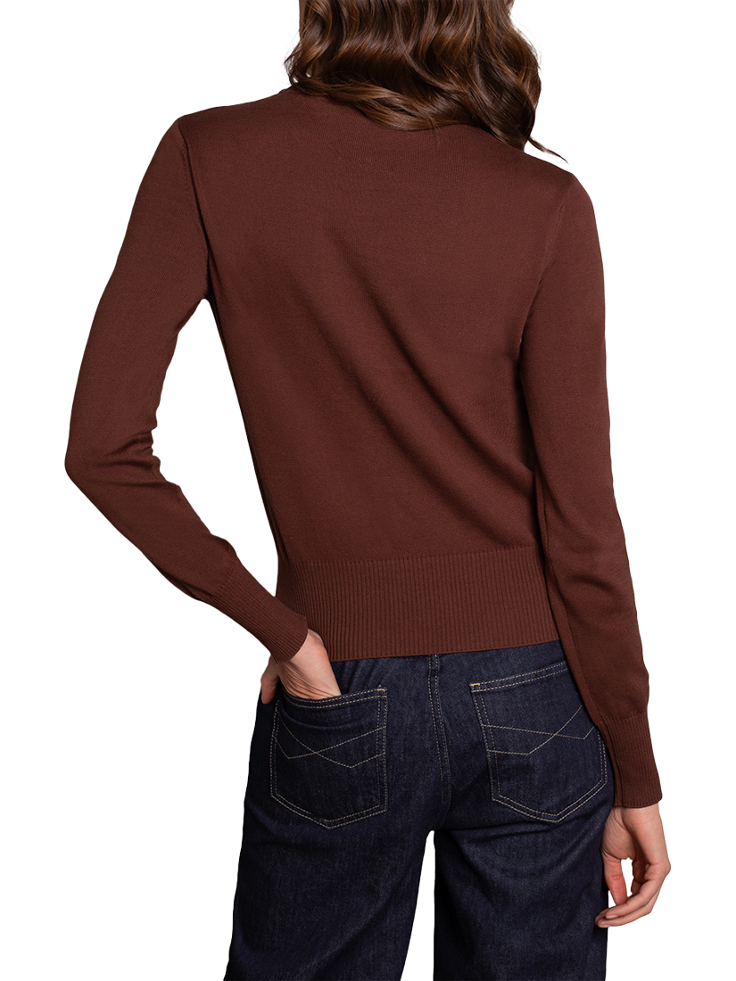 Product image 5 of 5, which shows Celtic & Co. Fine Knit Roll Neck Jumper, Chocolate, XS