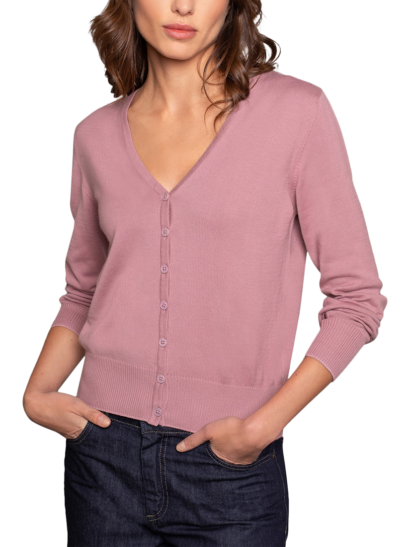 Product image 1 of 5, which shows Celtic & Co. Fine Knit Roll Neck Jumper, Peony, XS