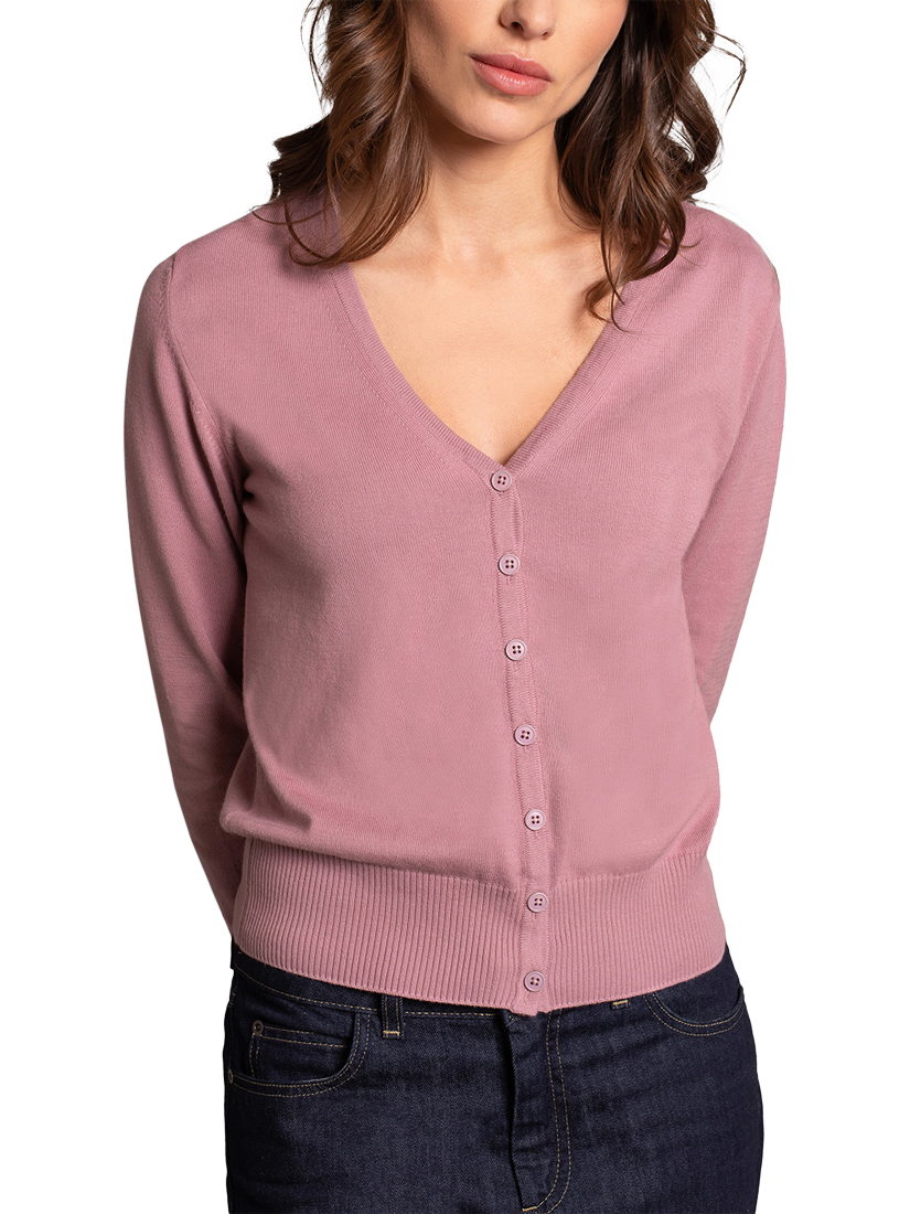 Product image 4 of 5, which shows Celtic & Co. Fine Knit Roll Neck Jumper, Peony, XS