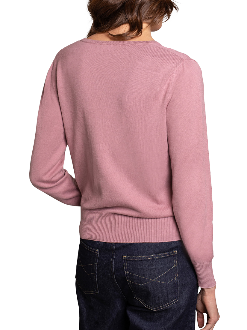 Product image 5 of 5, which shows Celtic & Co. Fine Knit Roll Neck Jumper, Peony, XS