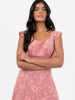 Anaya With Love Floral Jacquard Tie Back Midi Dress, Dusty Rose - view 2, Dusty Rose