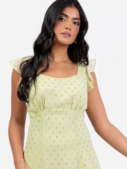 Anaya With Love Textured Georgette Tie Back Midi Dress, Spring Green - view 2, Spring Green