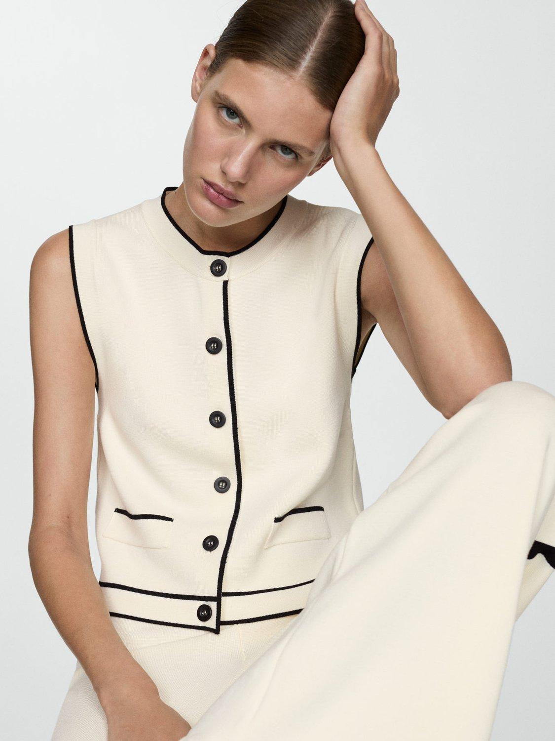 Product image 5 of 8, which shows Mango Como Waistcoat, Light Beige, L