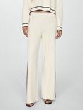 Mango Como Knit Palazzo Trousers, Cream