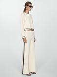 Mango Como Knit Palazzo Trousers, Cream
