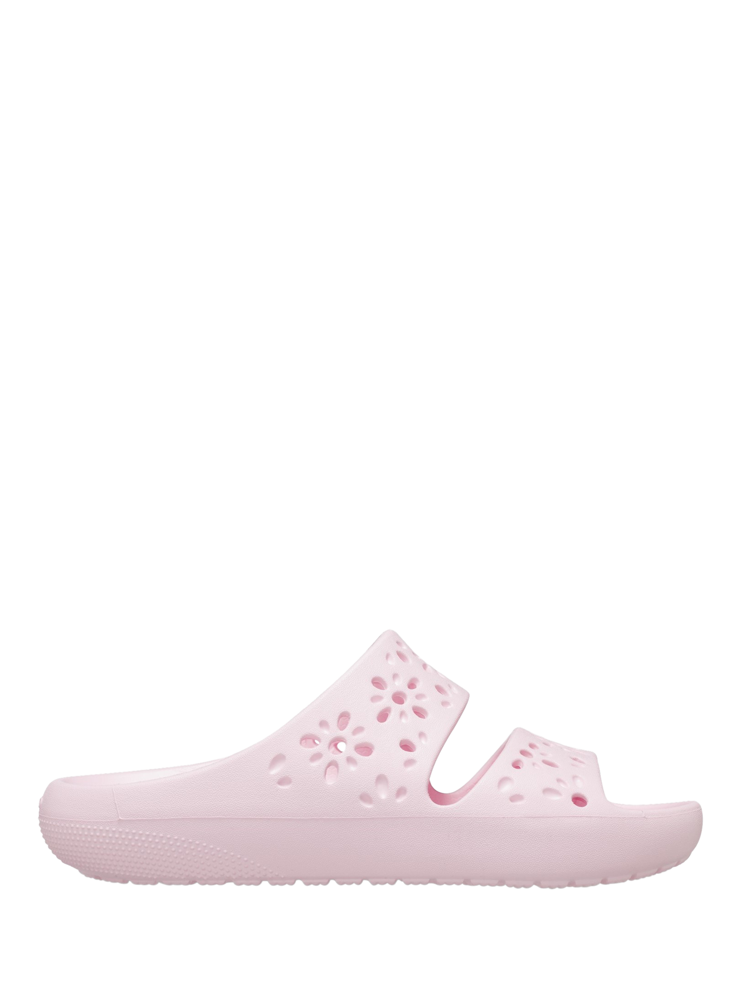 Product image 1 of 6, which shows Crocs Classic Floral Cut Out Slider Sandals , Pale Pink, 3