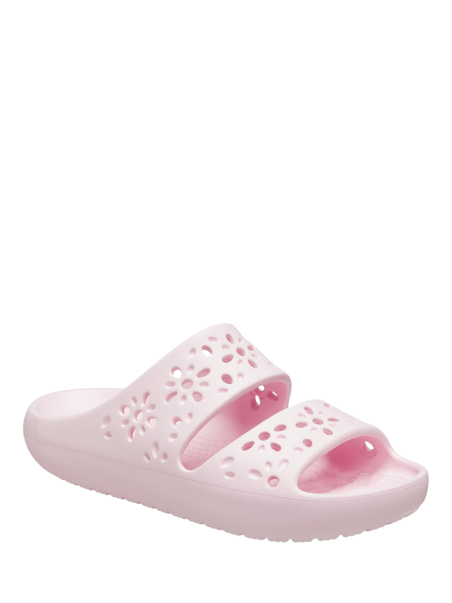 Product image 2 of 6, which shows Crocs Classic Floral Cut Out Slider Sandals , Pale Pink, 3