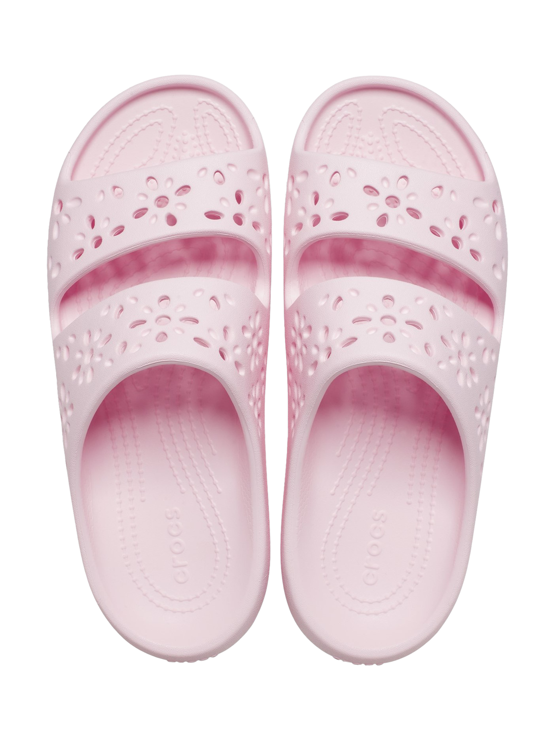 Product image 6 of 6, which shows Crocs Classic Floral Cut Out Slider Sandals , Pale Pink, 3