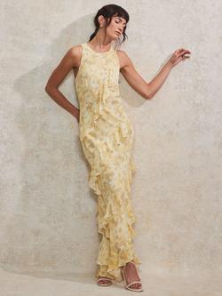 Ro&Zo Layla Blurred Floral Dress, Yellow, Yellow