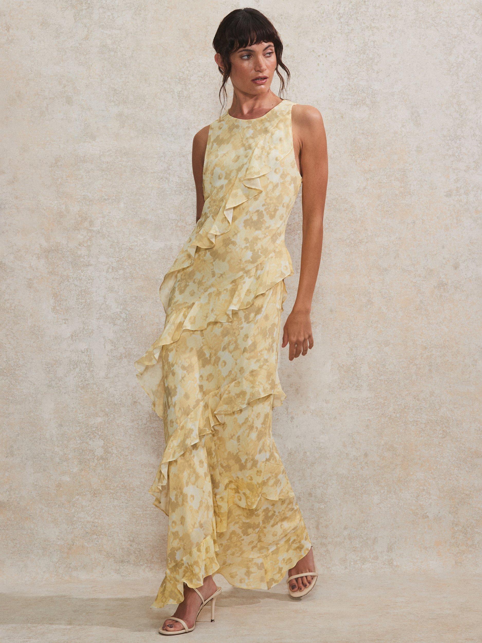 Product image 2 of 5, which shows Ro&Zo Layla Blurred Floral Dress, Yellow, 6