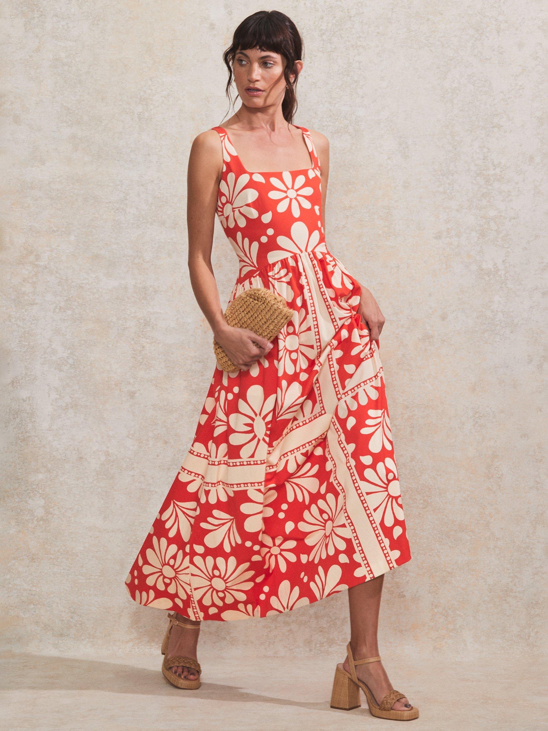 Ro&Zo Raya Floral Maxi Dress, Red