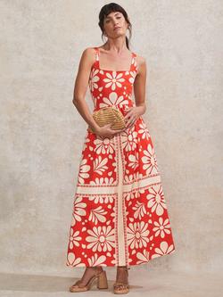 Ro&Zo Raya Floral Maxi Dress, Red - view 2, Red