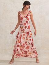 Hobbs Carly Floral Midi Dress, Ivory/Multi