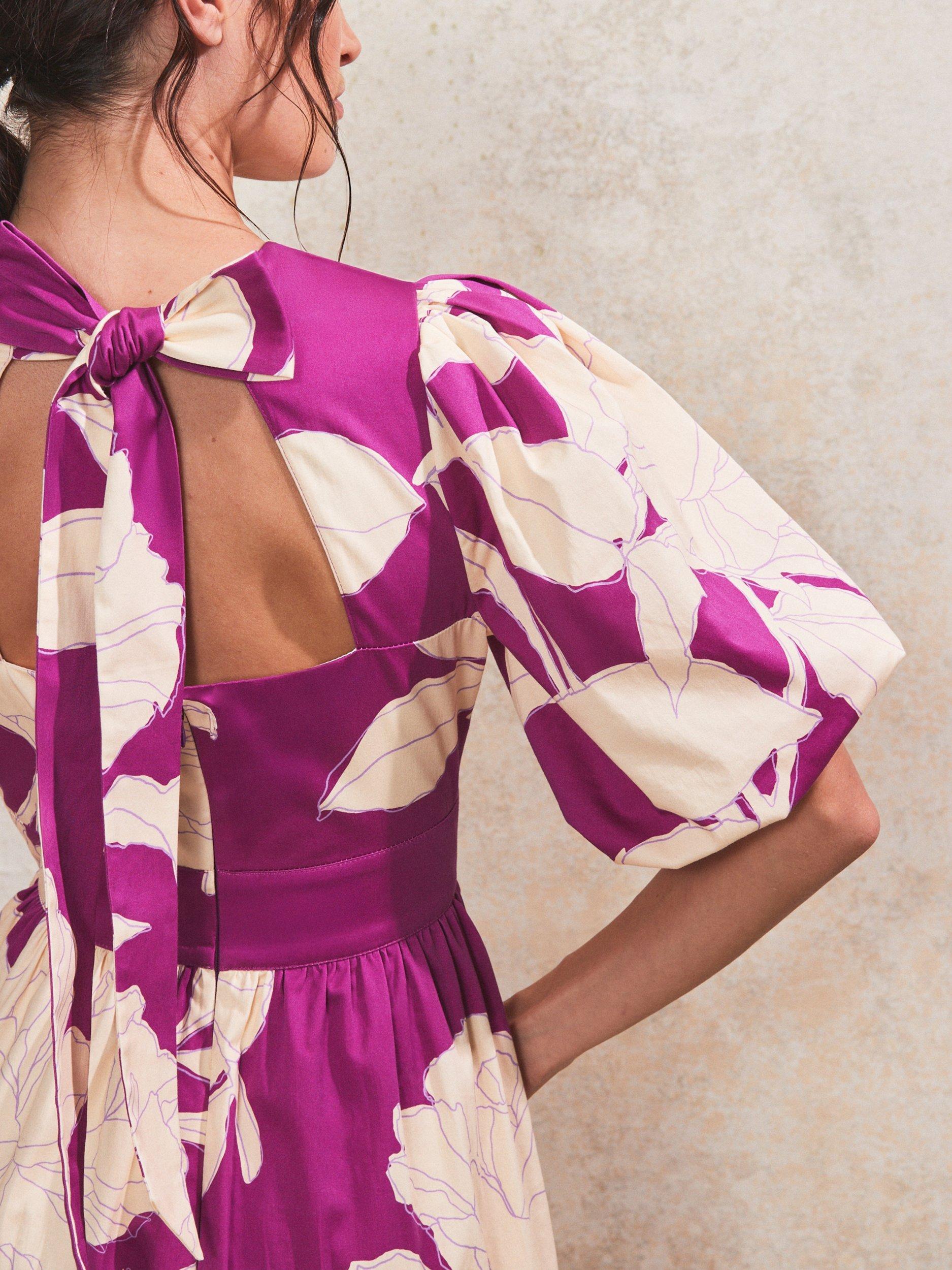 Product image 3 of 4, which shows Ro&Zo Seraphina Floral Puff Sleeve Dress, Pink/Multi, 10