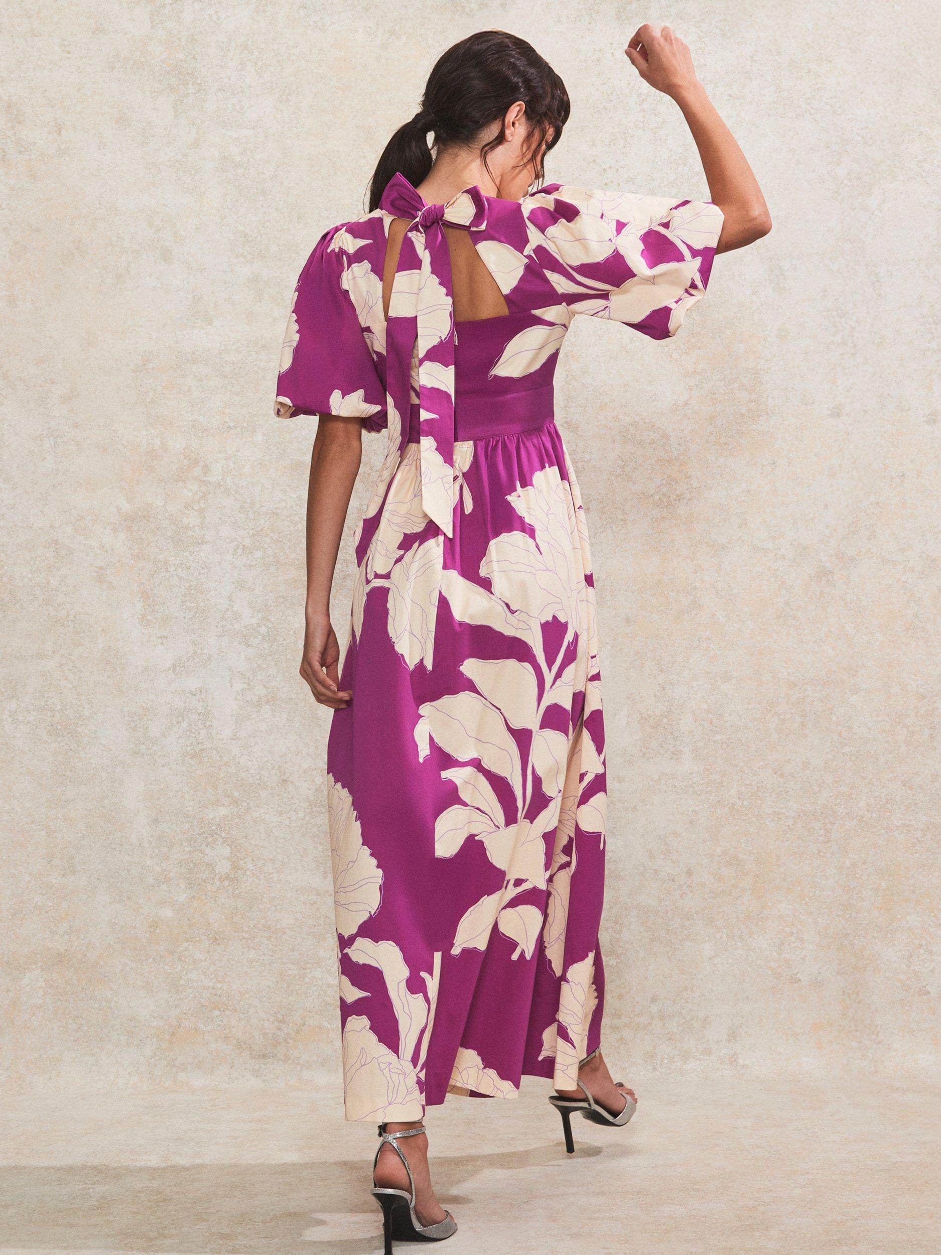 Product image 4 of 4, which shows Ro&Zo Seraphina Floral Puff Sleeve Dress, Pink/Multi, 10