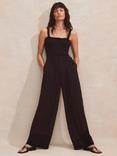 Ro&Zo Shirred Bodice Jumpsuit, Black
