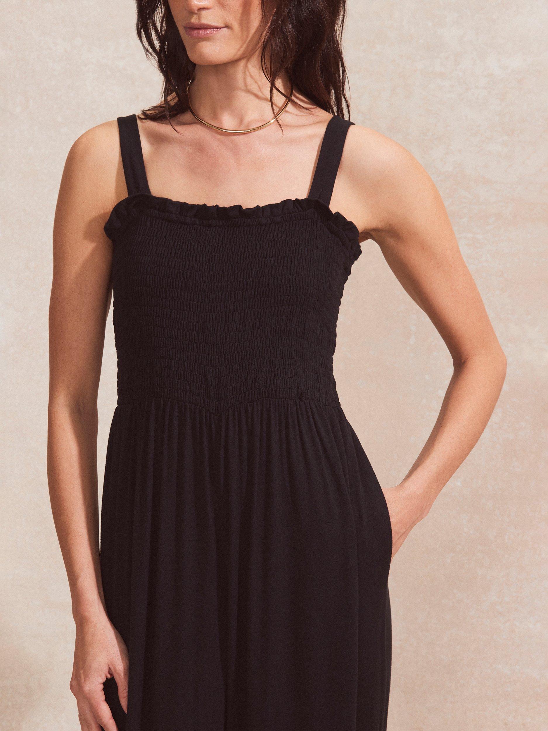 Product image 3 of 4, which shows Ro&Zo Shirred Bodice Jumpsuit, Black, 6