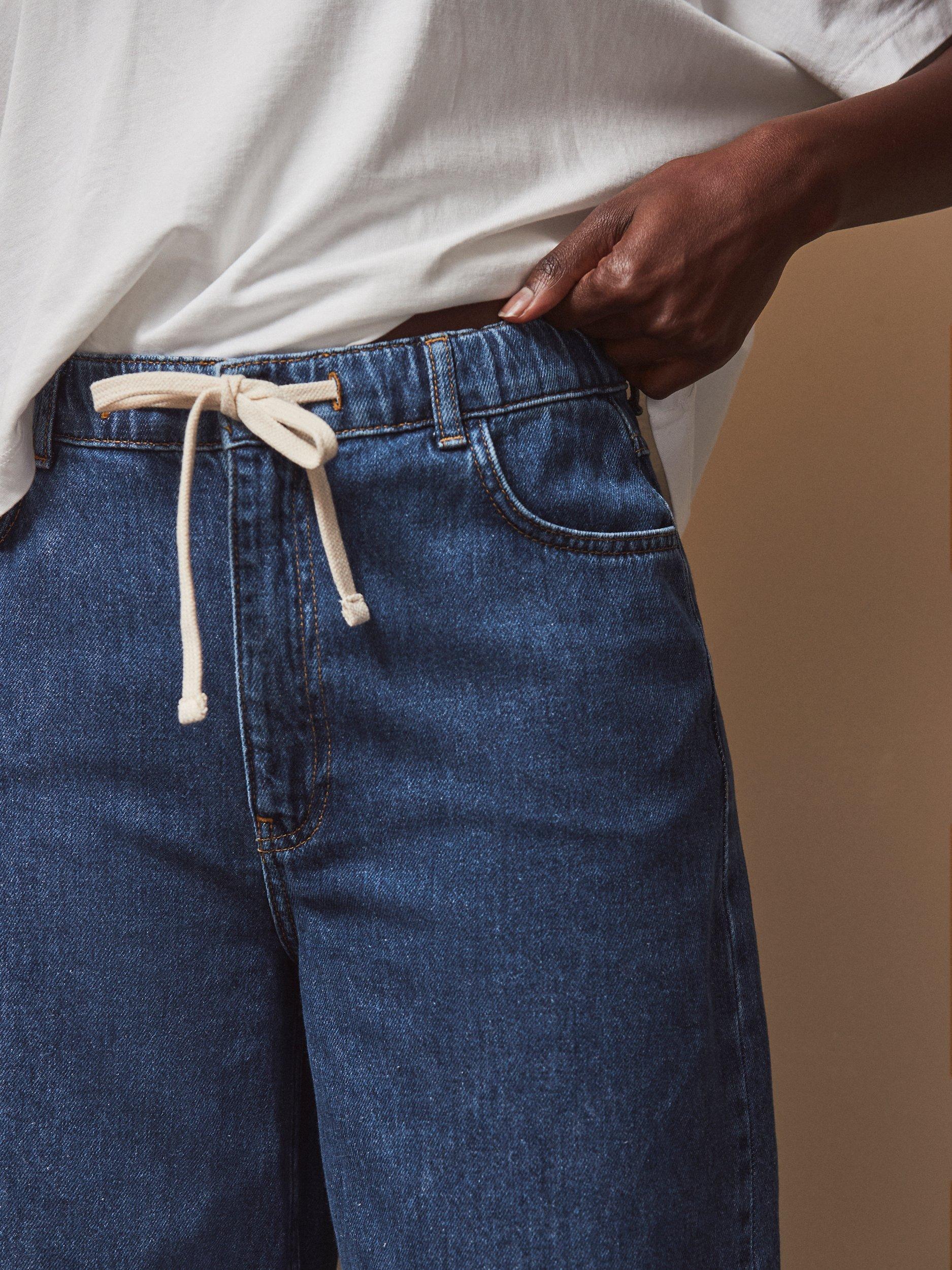 Product image 2 of 5, which shows Ro&Zo Petite Drawstring Waist Jeans, Blue, 6Pt